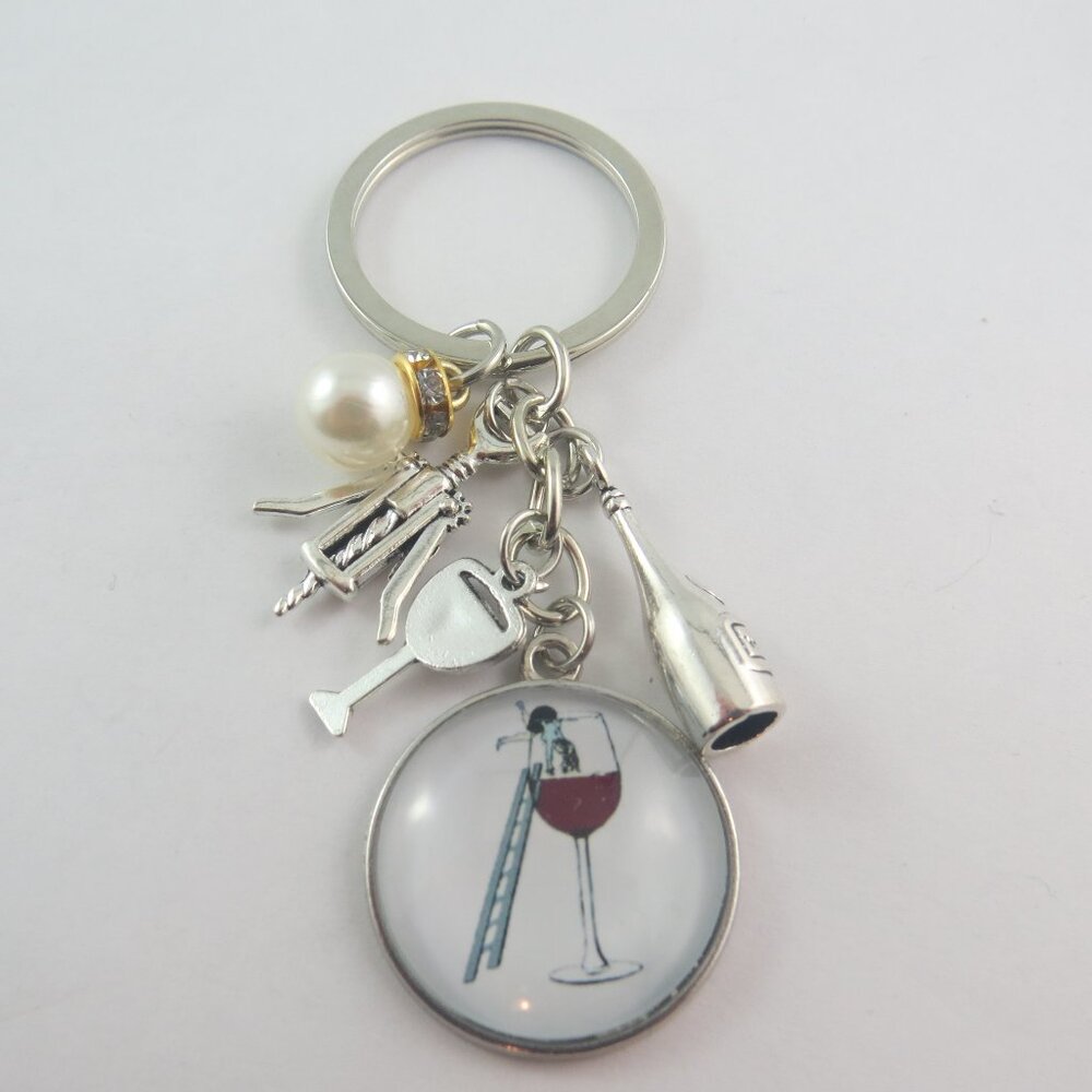 Wine Keychain Wine Lover Gift Wine Glass Charm Key Ring Purse Accessory Gift